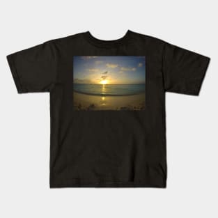 Aruba Palm Beach sunset Kids T-Shirt